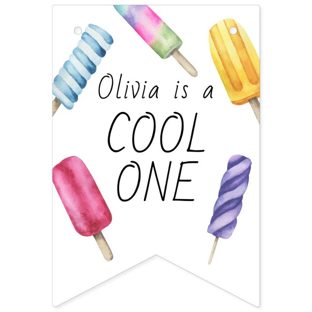 Popsicle Ice Cream Barns födelsedag Vimplar (Första flaggan)