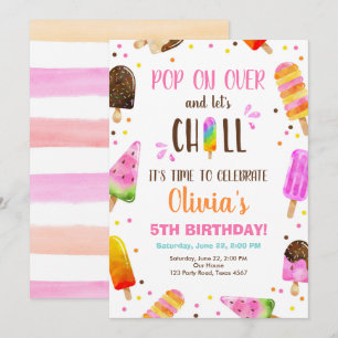 Popsicle Ice Cream Birthday, Bassäng Party Inbjudningar