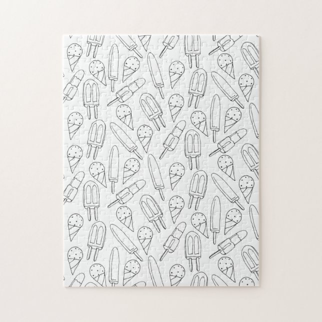 Popsicle Ice Cream Färg Din egen svarta och vita Pussel (Vertikal)