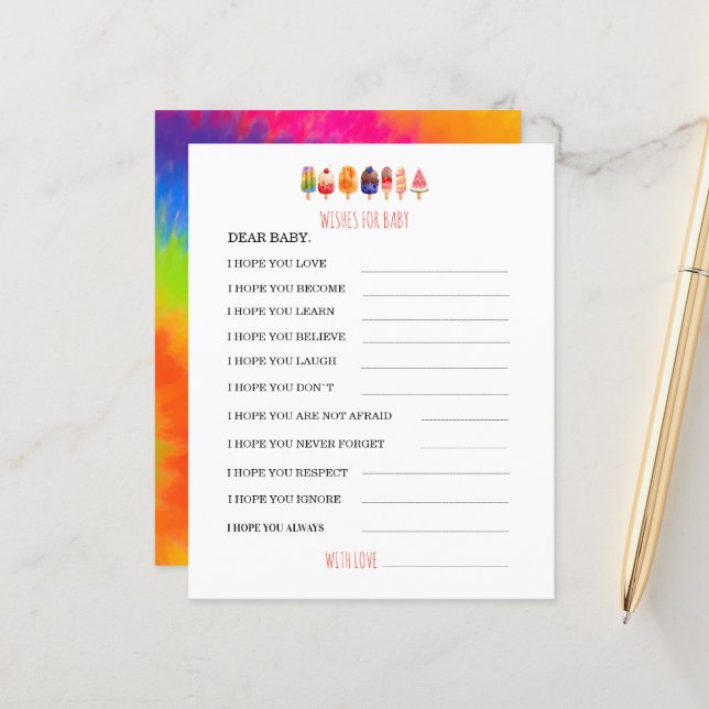 Popsicle Ice Creamr babyduschkortPaper Lakan (Fram/Back In Situ)