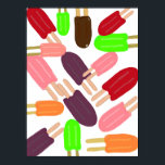Popsicle Paradise Poster<br><div class="desc">En underbar munstyckning poster eller skriver ut. Tropiska popsiklar i en mängd olika saftiga smaker. Kalk,  körsbär,  vattenmelon,  druvor,  orange och choklad.</div>