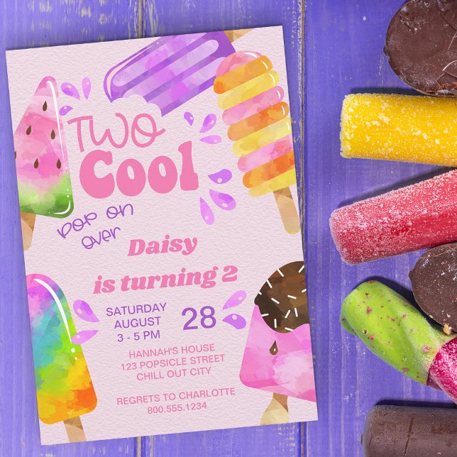 Popsicle Party 2 Coola Girls 2:a födelsedag Inbjudningar (Skapare uppladdad)
