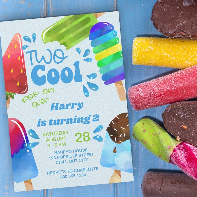 Popsicle Party 2 Coolor Boys 2:a födelsedagen Inbjudningar (Skapare uppladdad)