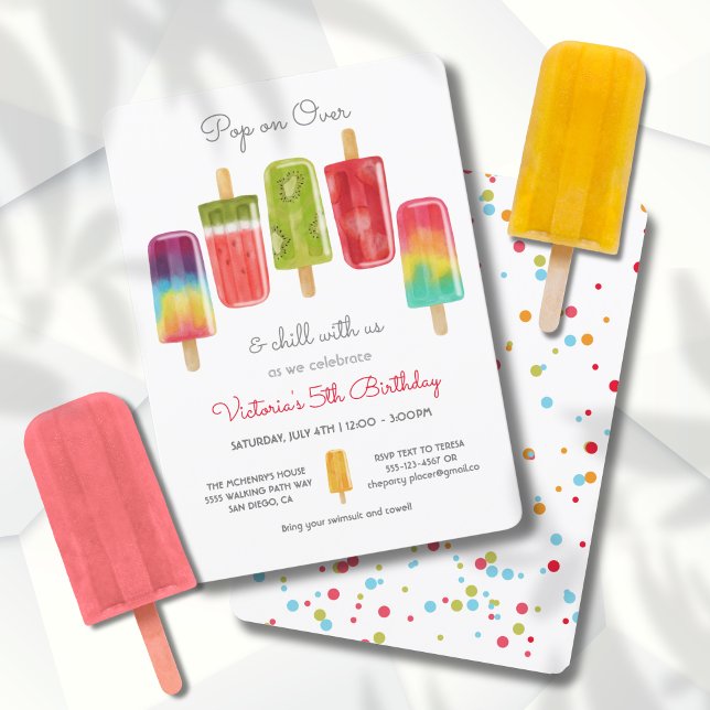 Popsicle Party Birthday Sommar Inbjudningar (Skapare uppladdad)