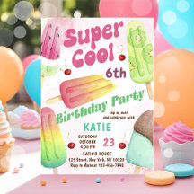 Popsicle Party Toppen Coola Girl Birthday-inbjudan