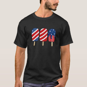 Popsicle Rött vitt blått American Flagga Patriotic T Shirt