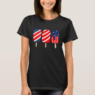 Popsicle Rött vitt blått American Flagga Patriotic T Shirt