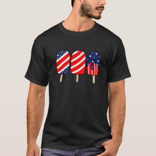 Popsicle Rött vitt blått American Flagga Patriotic T Shirt