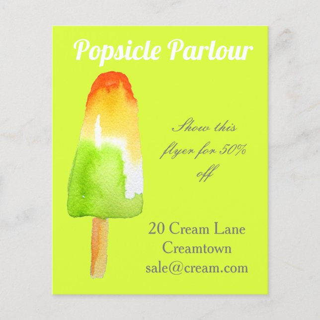 Popsicle shop Ice kräm parlor Annons Flygblad (Framsidan)