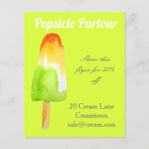 Popsicle shop Ice kräm parlor Annons Flygblad