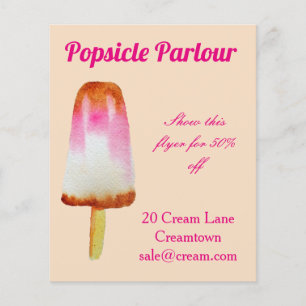 Popsicle shop Ice kräm parlor Annons Flygblad