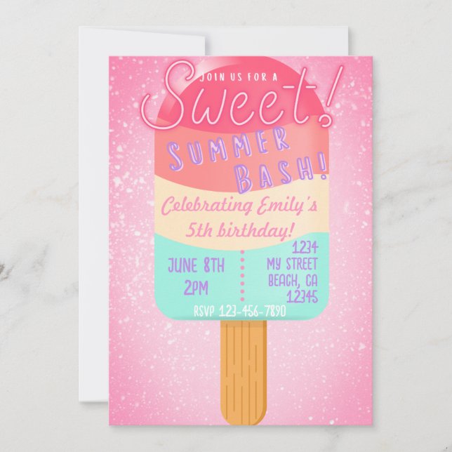 Popsicle Summer Bash Birthday-inbjudan Inbjudningar (Framsida)