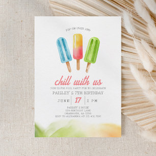 Popsicle Summer Födelsedagsfest inbjudan