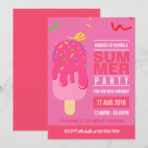 Popsicle Summer Girl Födelsedagsfest inbjudan