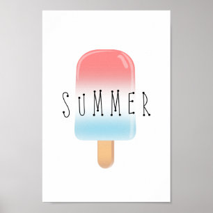 Popsicle Summer med Red och Blue Poster