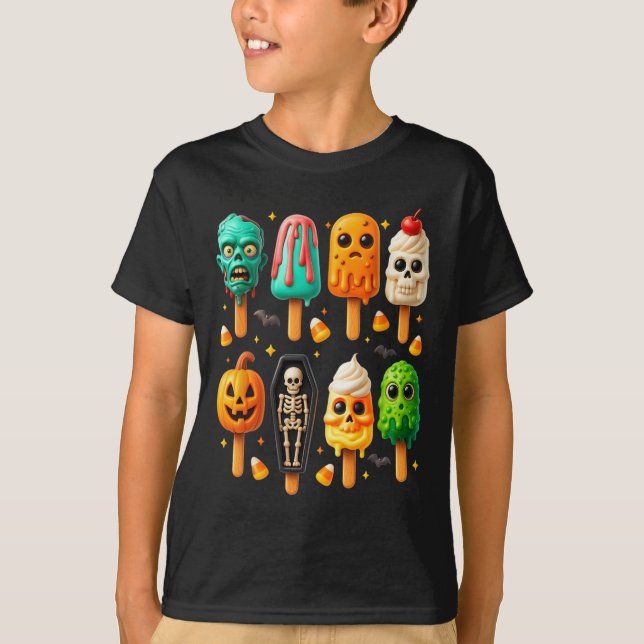 Popsicle Summer Spooky Halloween Ice Cream Sommar T Shirt (Framsida)