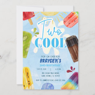 Popsicle Two Coola Sommarpojke 2:a födelsedagen Inbjudningar