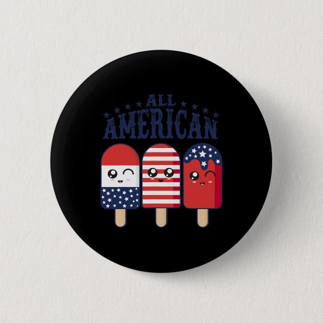 Popsicle Usa Flag Patriotic Summer Boy Gir Knapp (Framsida)