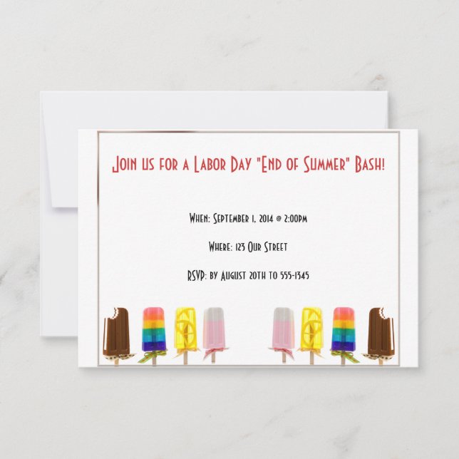 Popsiclen avslutar av inbjudan för sommararbetedag (Framsida)
