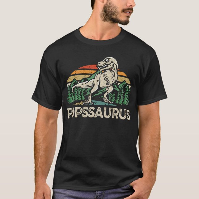 Popssaurus Dinosaur Grandpa Saurus Fars dag T Shirt (Framsida)