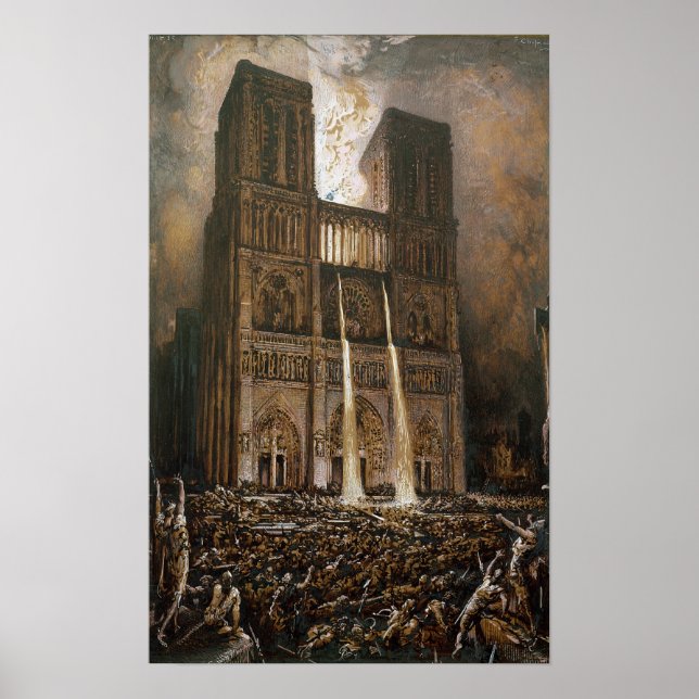 Populace Besieging Notre-Dame Poster (Framsidan)