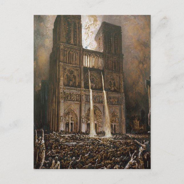Populace Besieging Notre-Dame Vykort (Framsida)