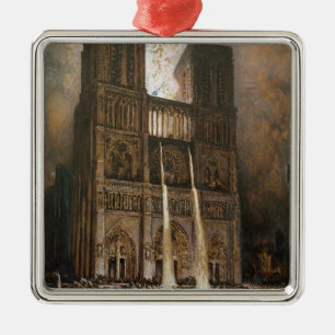 Populacen som belägrar Notre Dame Julgransprydnad Metall