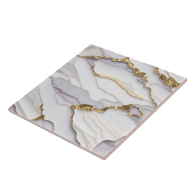 Populär agate Marble White Guld-samling Kakelplatta (Sidan)