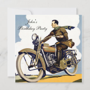 Populär Art Deco Motorcykel Inbjudan