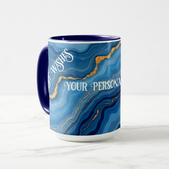Populär Azure Blue Guld Marble Collection Mugg (Framsida vänster)