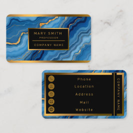 Populär Azure Blue Guld Marble Collection Visitkort