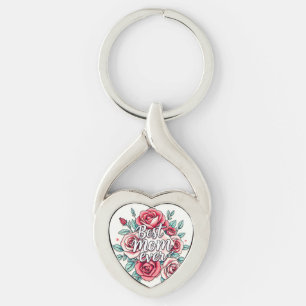 Popular Blommigt Luxury Gift Collection Twisted Heart Silverfärgad Nyckelring