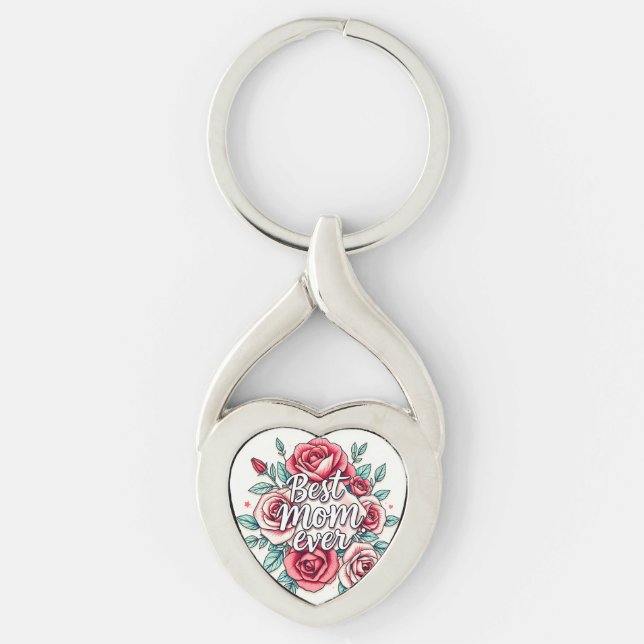 Popular Blommigt Luxury Gift Collection Twisted Heart Silverfärgad Nyckelring (Framsidan)
