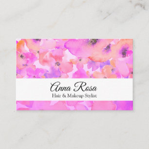 *~* Populär Blommigt Watercolor Rosa Lavender-Chi Visitkort