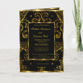 Popular Bröllop Guld Black Folate Card Menu Inbjudan