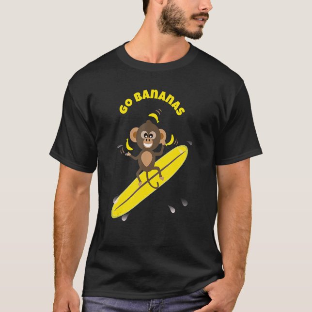 Populär citattecken Go Bananas Monkey Surfing T Shirt (Framsida)