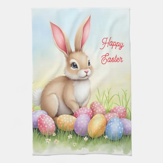 Popular Cute Easter Bunny And Eggs Collection Kökshandduk (Vertikal)