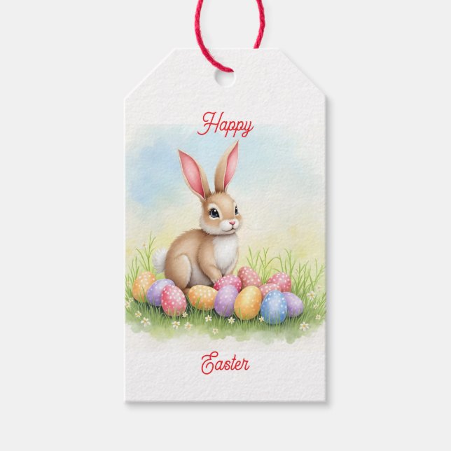 Popular Cute Easter Bunny And Eggs Collection Presentetikett (Framsidan)