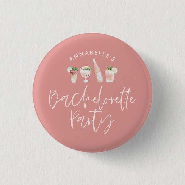 Populär gåva från rosa-skript för bachelorette knapp (Framsida)
