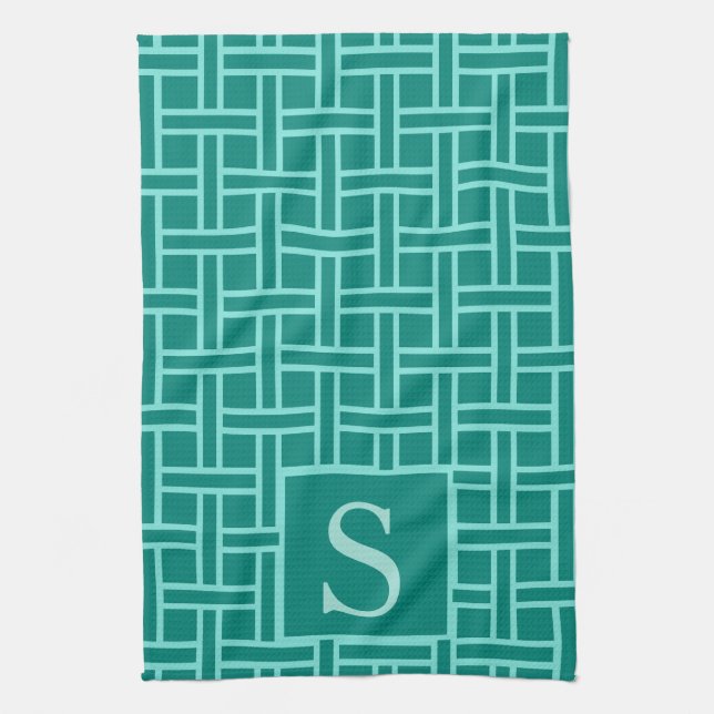 Populär geometrisk Mönster-monogram-skalning Kökshandduk (Vertikal)