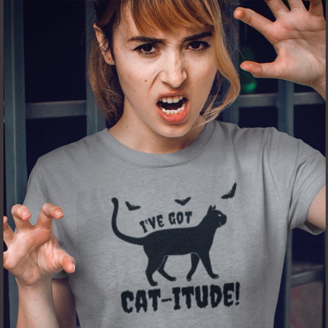 Popular Grått I har Har Cat-itud Halloween T-Shirt (Bats and cats. Truly Scary!)