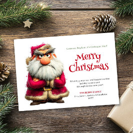 Popular grumpy Claus editable Christmas greeting Julkort