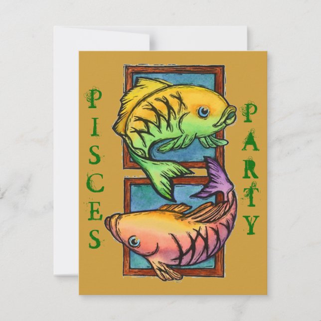 POPULÄR INBJUDAN FÖR FÖDELSEDAG FÖR PISCES (Framsida)