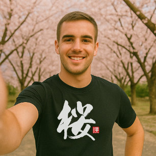 Populär Kanji [桜] Körsbärsblom T Shirt