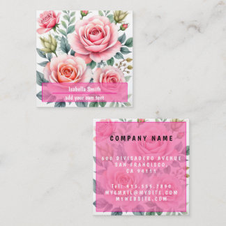 Popular Luxury Pink Roses Beautiful Collection Fyrkantigt Visitkort