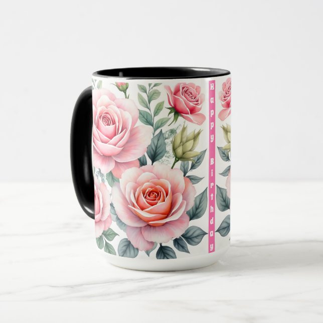 Popular Luxury Pink Roses Beautiful Collection Mugg (Framsida vänster)