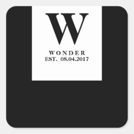 Popular Monogram black minimalist Wedding Fyrkantigt Klistermärke