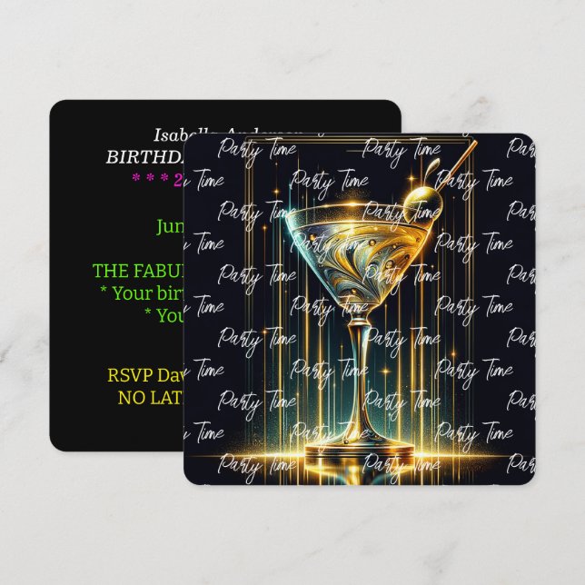 Populär Neon Party-Personlig Inbjudningar (Fram/baksida)