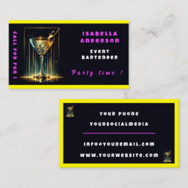 Populär Neon Party Time Personlig Professionell Visitkort