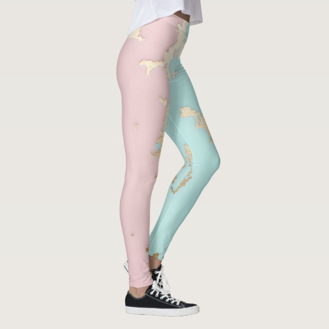 Populär Röda Rosa Mint Guld Lyx Kollektion Leggings (Höger)
